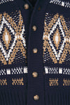 Jacquard shawl-collar cardigan