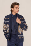 Jacquard shawl-collar cardigan