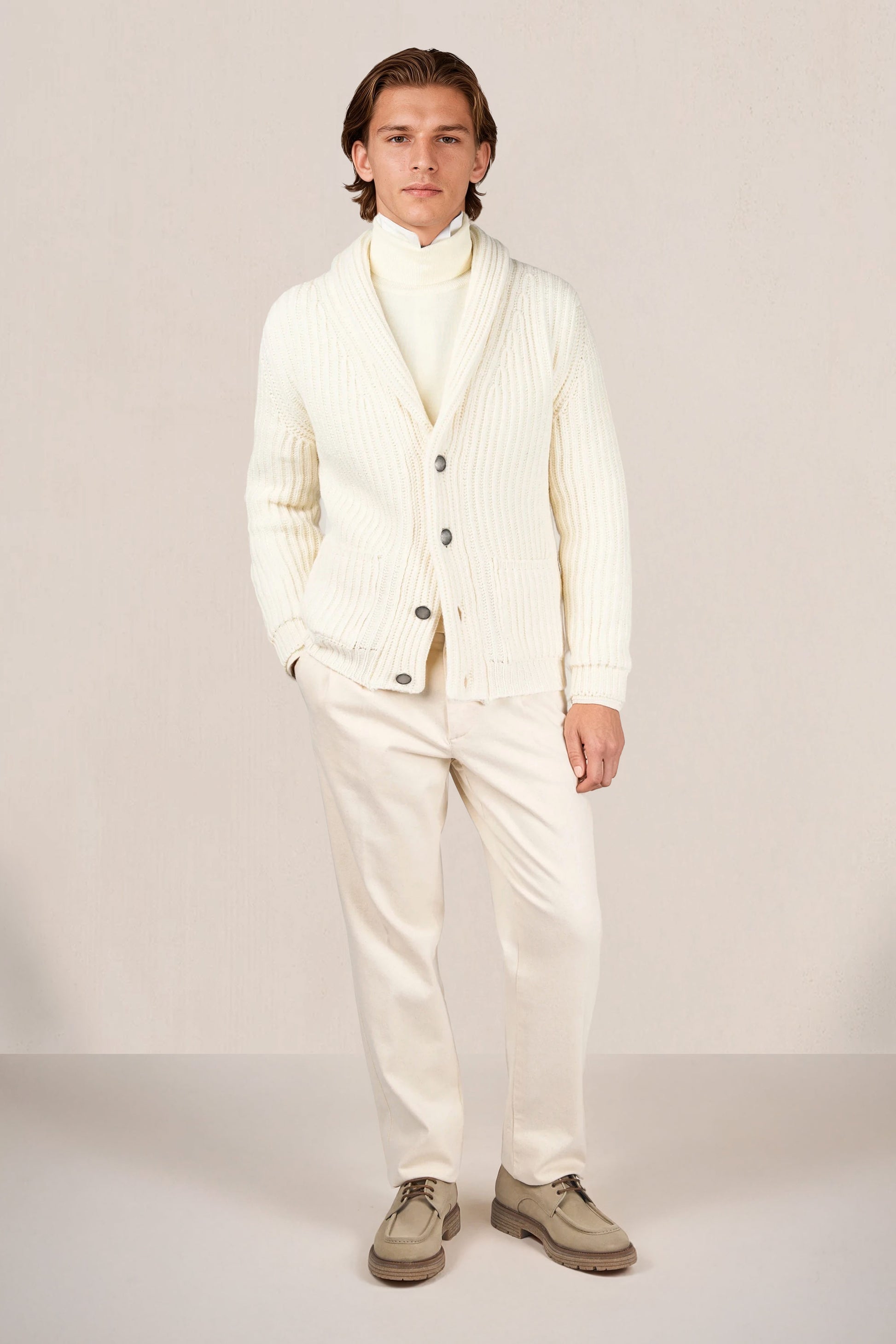 Shawl-collar English-rib cardigan MONTEZEMOLO Shawl-collar English-rib cardigan MONTEZEMOLO
