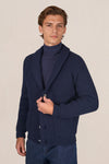 Shawl-collar English-rib cardigan