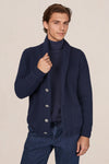 Shawl-collar English-rib cardigan