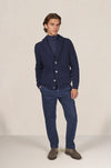Shawl-collar English-rib cardigan