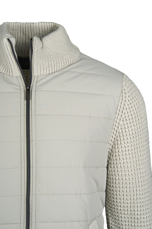Hybrid knit & quilted nylon jacket
