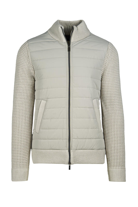 Hybrid knit & quilted nylon jacket