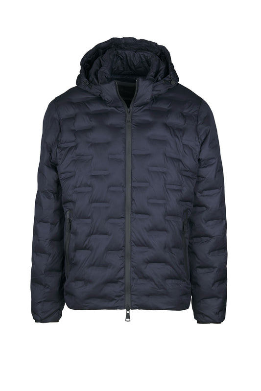 Brick-quilt Hooded Puffer Jacket