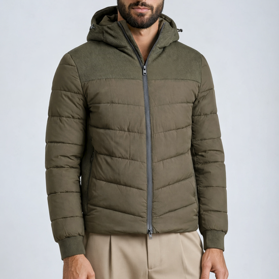 Hybrid padded jacket with hood - MONTEZEMOLO