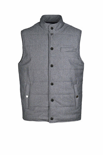 Padded houndstooth wool–cotton gilet