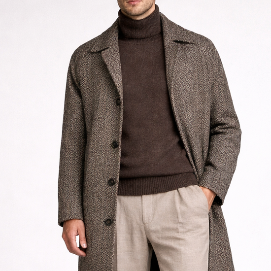 Herringbone tweed raglan overcoat - MONTEZEMOLO