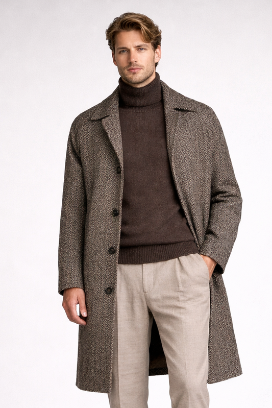 Herringbone tweed raglan overcoat - MONTEZEMOLO