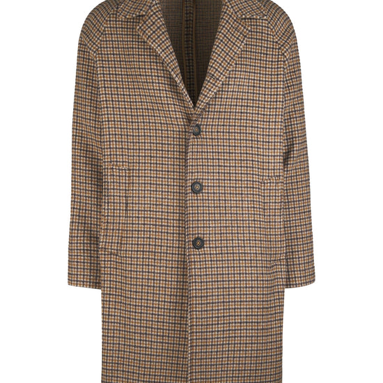 Check tweed raglan overcoat - MONTEZEMOLO