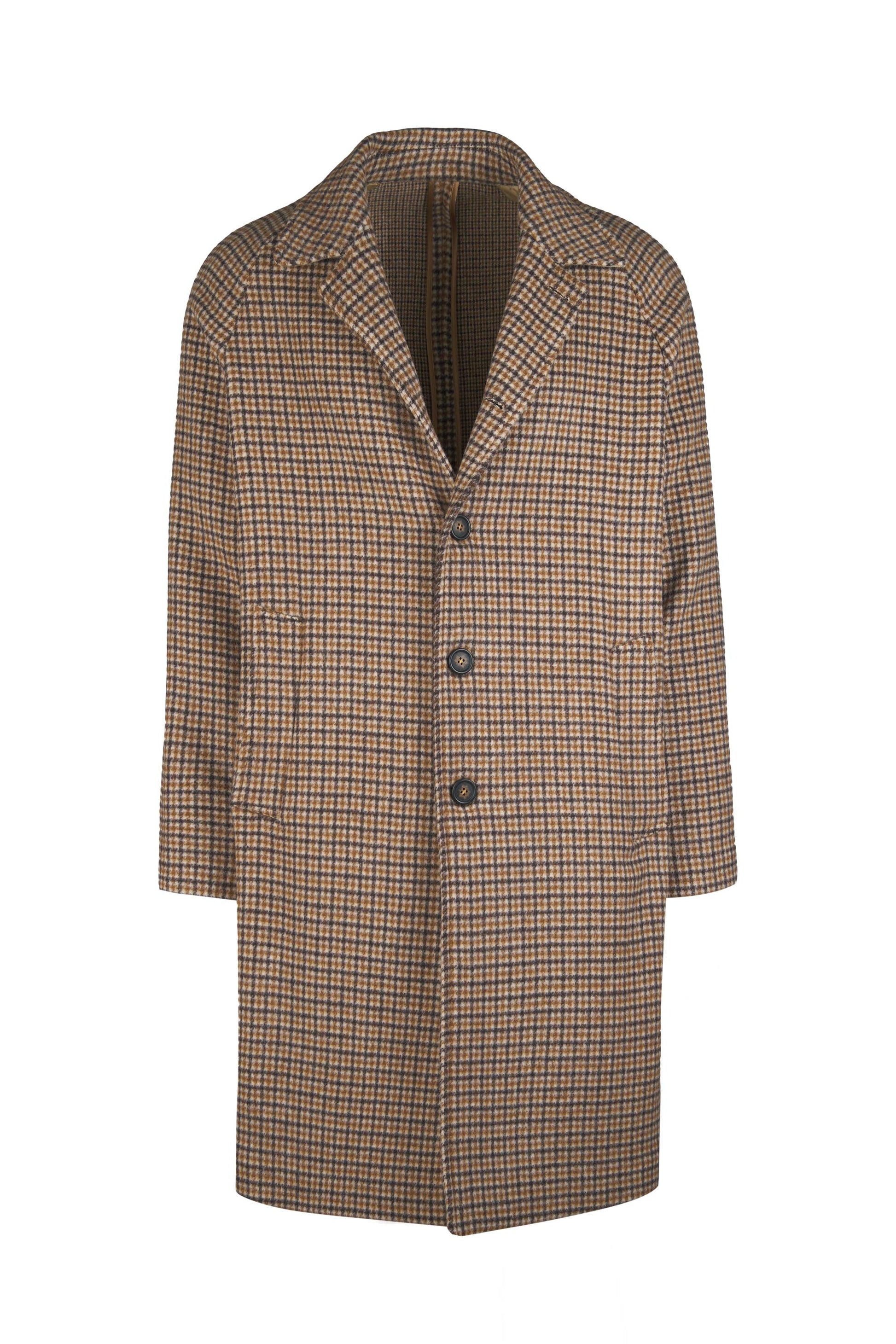 Check tweed raglan overcoat - MONTEZEMOLO