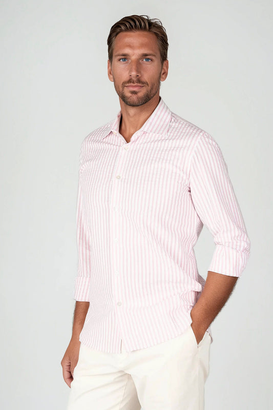 Camicia in cotone seersucker a righe
