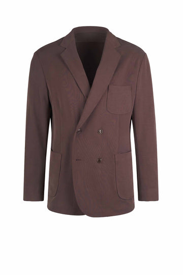 Unlined Double-Breasted Fluid Fabric Jacket