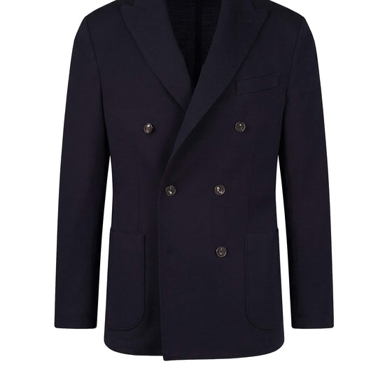 Unlined Wool & Cotton Jersey Double-Breasted Jacket - MONTEZEMOLO