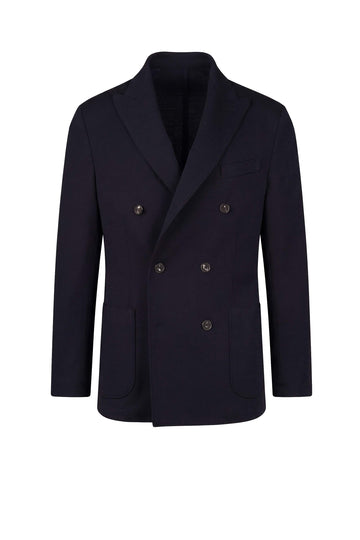 Unlined Wool & Cotton Jersey Double-Breasted Jacket - MONTEZEMOLO