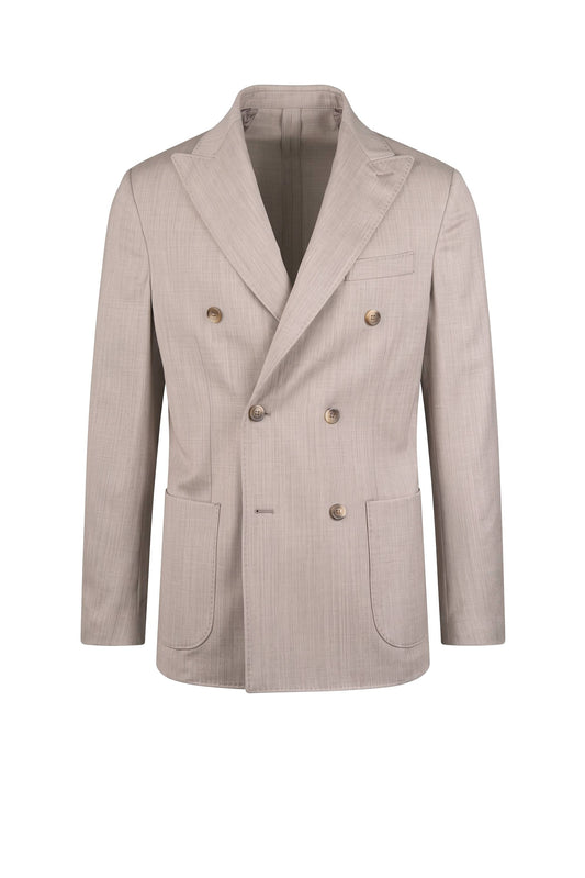 Unlined Stretch Wool Double-Breasted Jacket - MONTEZEMOLO