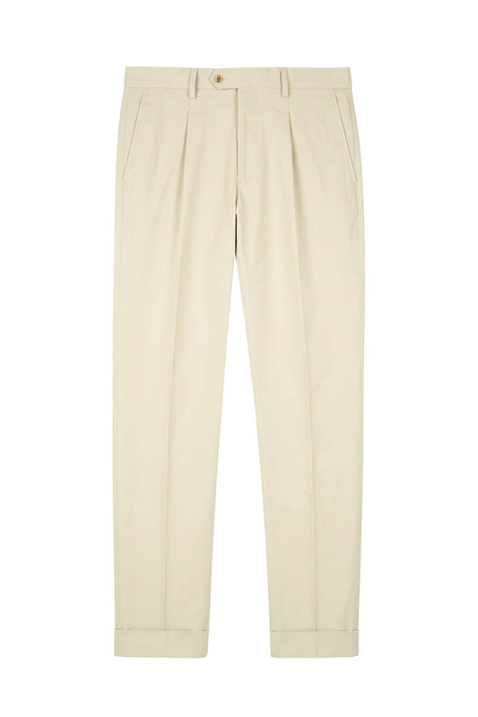 Stretch Gabardine Pleated Trousers - Loro Piana® fabrics - MONTEZEMOLO