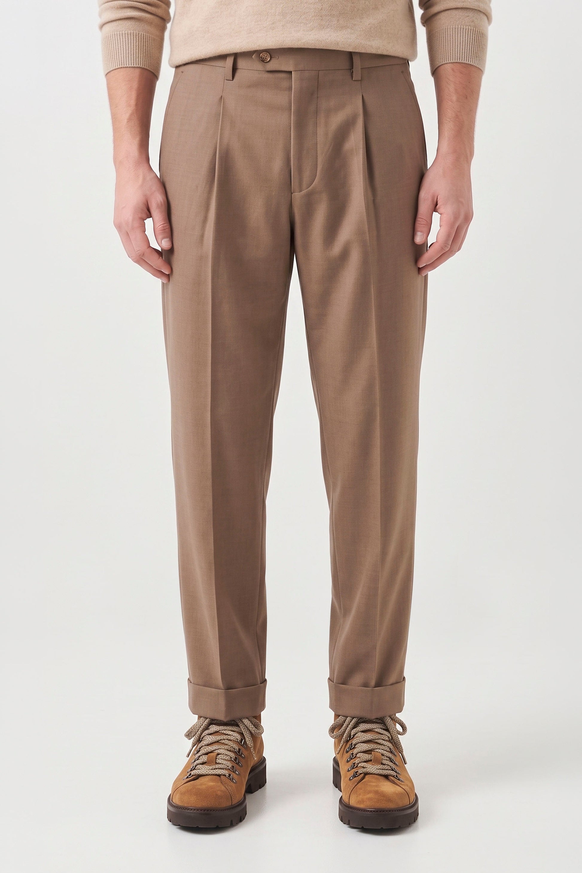 Cotton and Cashmere Twill Pleated Trousers - Zegna® Fabrics - MONTEZEMOLO