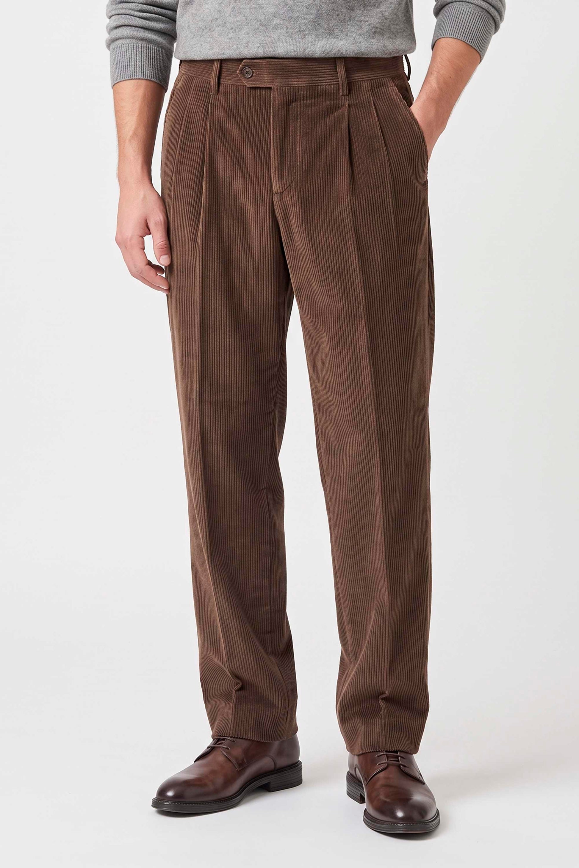 Cotton & Cashmere Corduroy Double-Pleat Trousers - Zegna® fabrics - MONTEZEMOLO