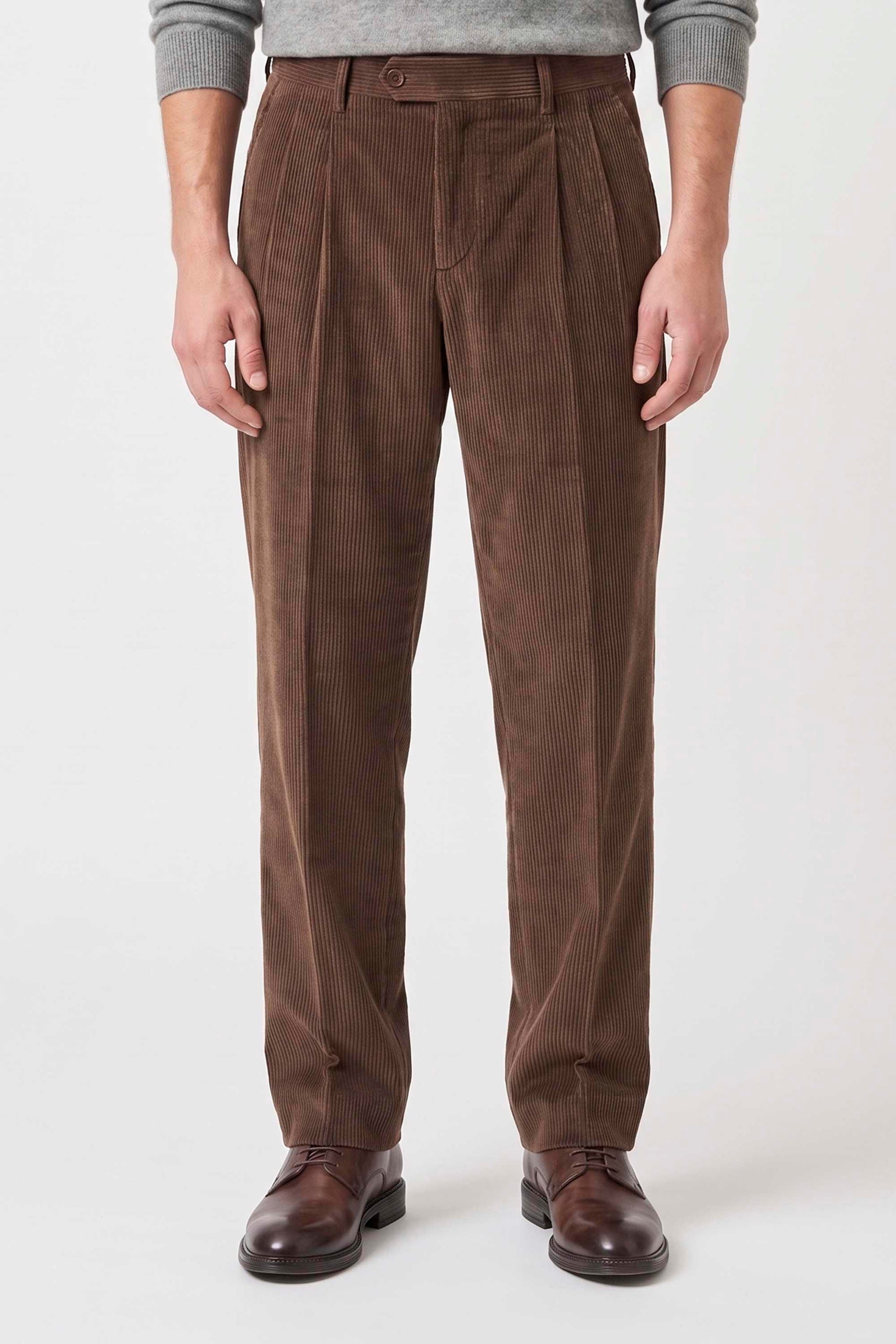 Cotton & Cashmere Corduroy Double-Pleat Trousers - Zegna® fabrics - MONTEZEMOLO