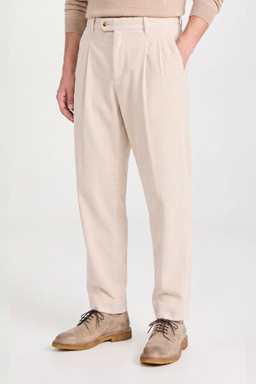 Cotton & Cashmere Corduroy Double-Pleat Trousers - Zegna® fabrics - MONTEZEMOLO