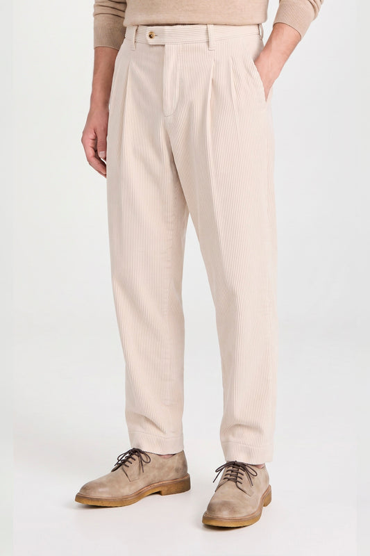 Cotton & Cashmere Corduroy Double-Pleat Trousers - Zegna® fabrics - MONTEZEMOLO