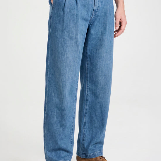 Double-Pleated Denim Trousers - MONTEZEMOLO