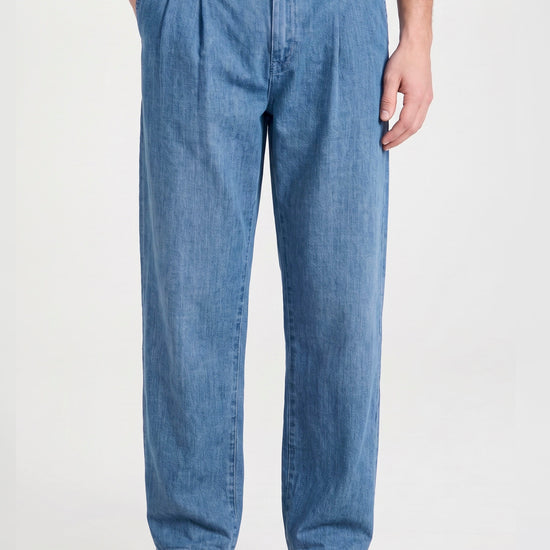 Double-Pleated Denim Trousers - MONTEZEMOLO