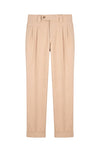 Double-Pleat Stretch Cotton and Cashmere Trousers