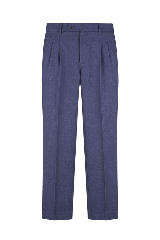 Pure Wool Wide Fit Trousers with Double Pleats - MONTEZEMOLO