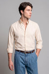 Camicia abbottonata in puro cotone mélange effetto flanella