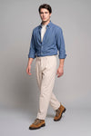 Camicia abbottonata in puro cotone mélange effetto flanella