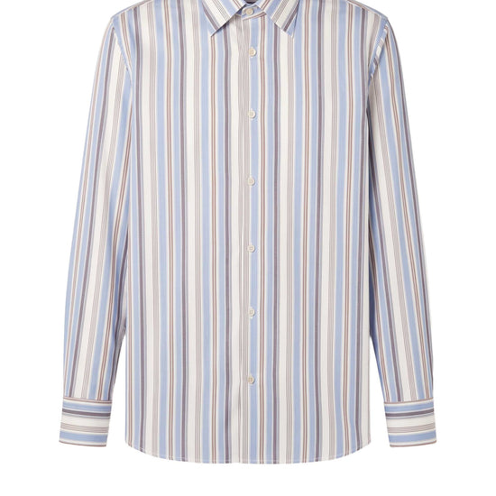 Wool Striped Merino Wool Spear Collar Shirt - MONTEZEMOLO