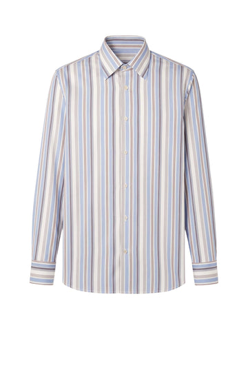 Wool Striped Merino Wool Spear Collar Shirt - MONTEZEMOLO