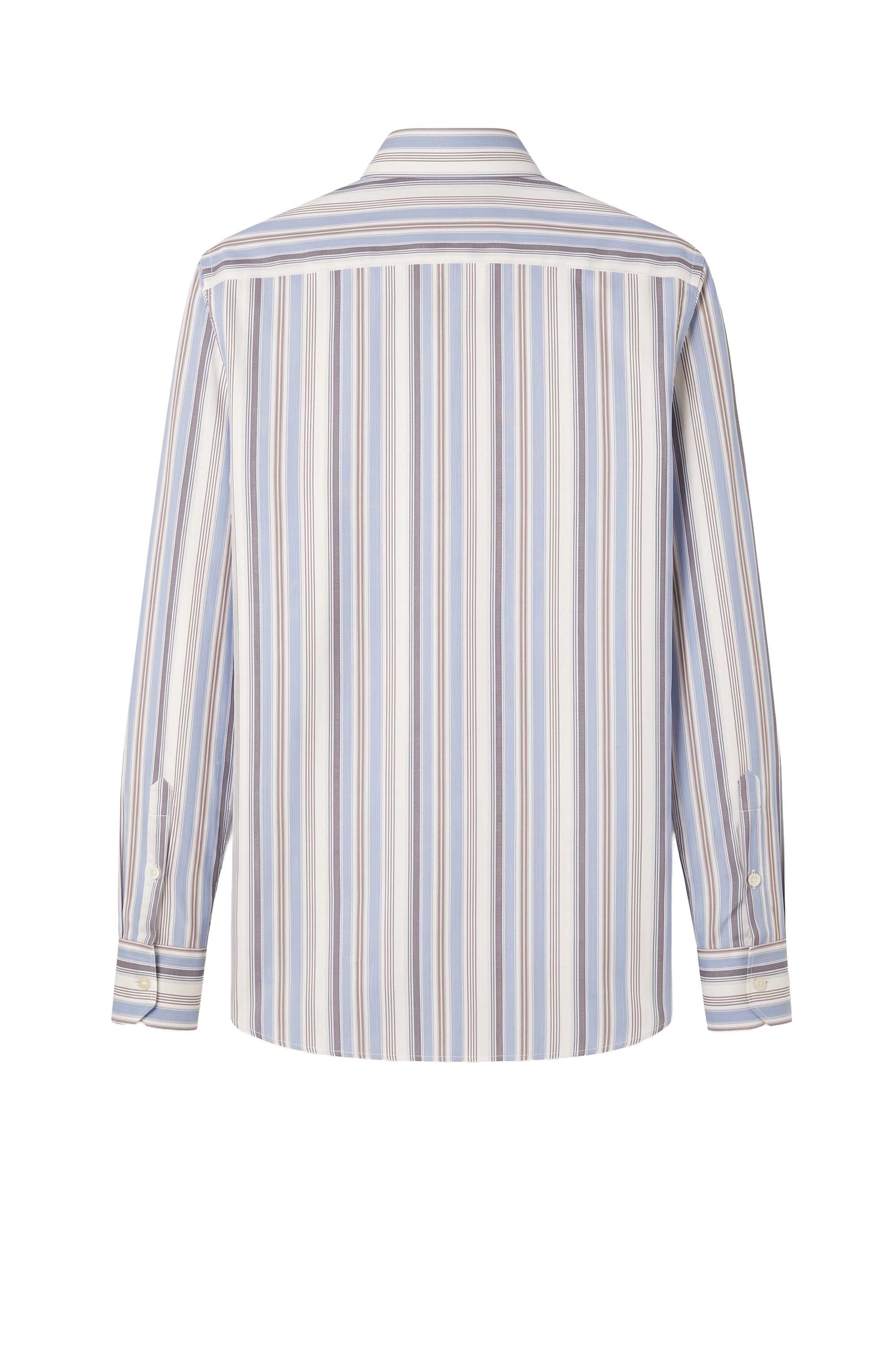 Wool Striped Merino Wool Spear Collar Shirt - MONTEZEMOLO