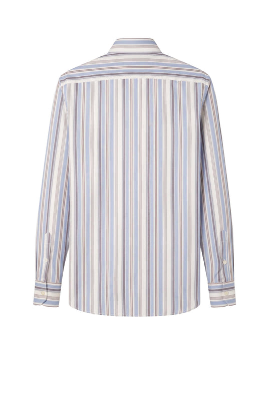 Wool Striped Merino Wool Spear Collar Shirt - MONTEZEMOLO