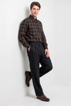 Super 120’s Natural Stretch Wool Spear Collar Check Shirt - MONTEZEMOLO