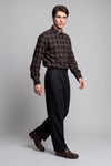 Super 120’s Natural Stretch Wool Spear Collar Check Shirt - MONTEZEMOLO