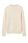 Extra-Fine Virgin Wool Cable-Knit Crew Neck Sweater