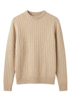 Extra-Fine Virgin Wool Cable-Knit Crew Neck Sweater
