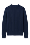 Extra-Fine Virgin Wool Cable-Knit Crew Neck Sweater