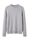 Extra-Fine Virgin Wool Cable-Knit Crew Neck Sweater