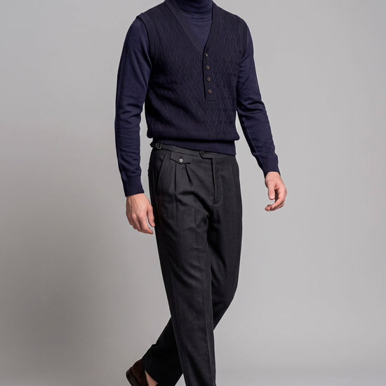 Pure Merino Wool V-Neck Vest - MONTEZEMOLO