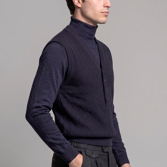 Pure Merino Wool V-Neck Vest - MONTEZEMOLO