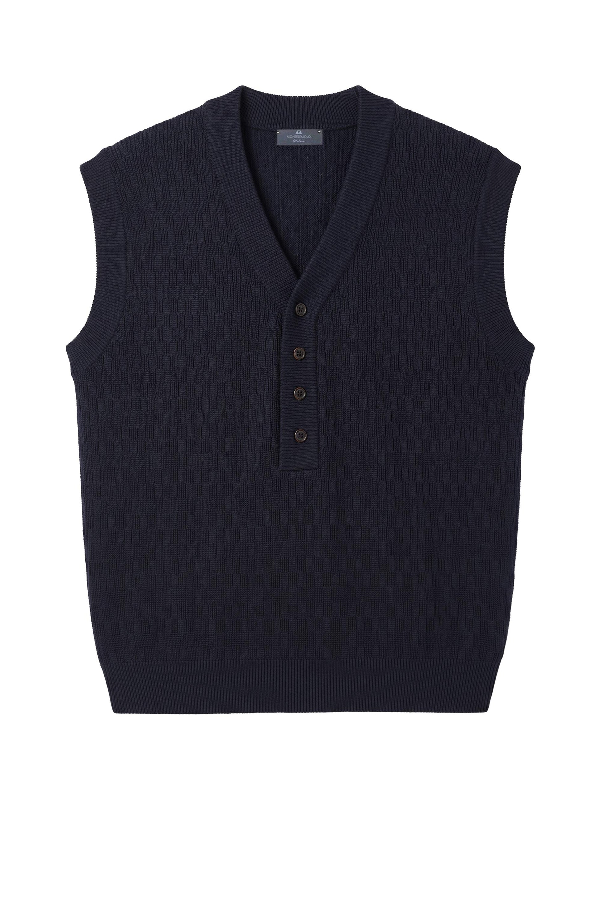 Pure Merino Wool V-Neck Vest - MONTEZEMOLO