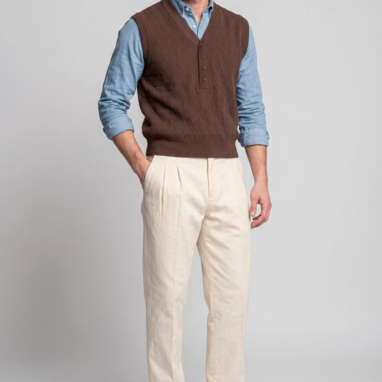 Pure Merino Wool V-Neck Vest - MONTEZEMOLO