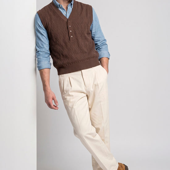 Pure Merino Wool V-Neck Vest - MONTEZEMOLO