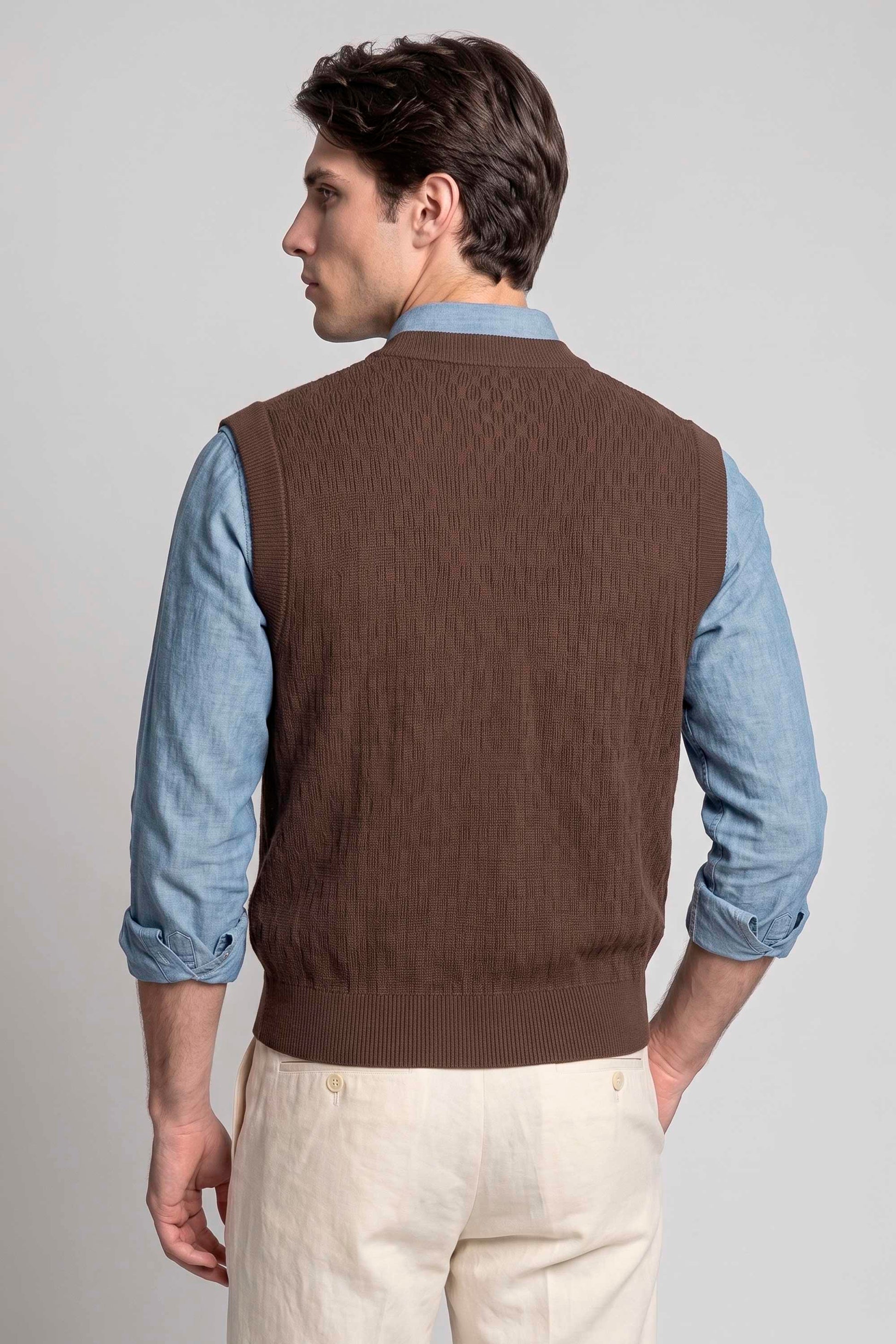 Pure Merino Wool V-Neck Vest - MONTEZEMOLO