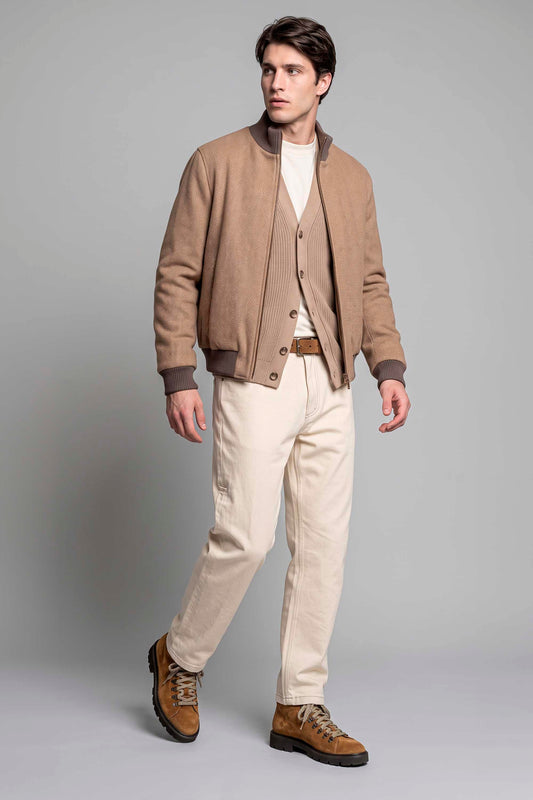 Reversible Padded Alpaca and Wool Herringbone Bomber Jacket - MONTEZEMOLO