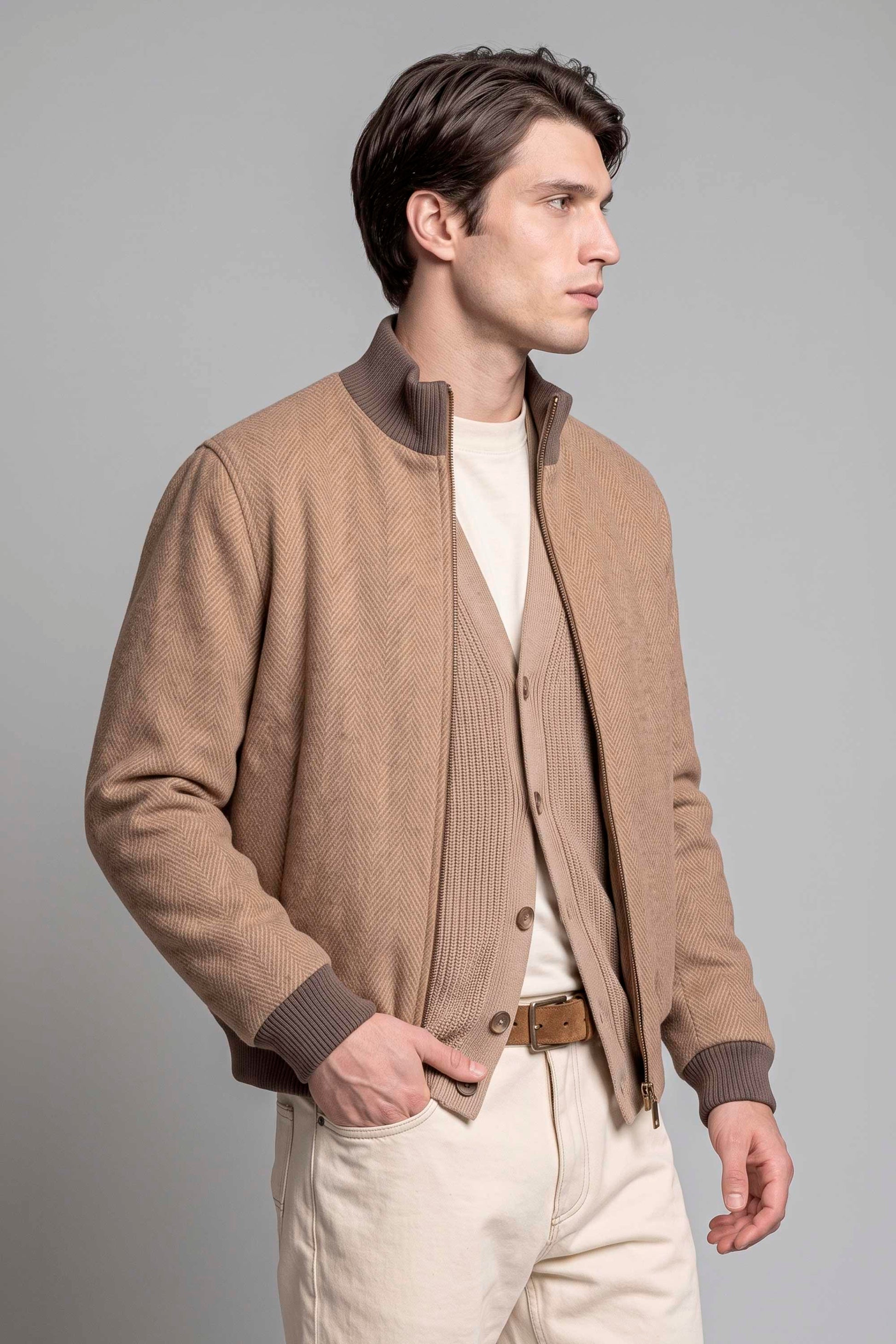 Reversible Padded Alpaca and Wool Herringbone Bomber Jacket - MONTEZEMOLO